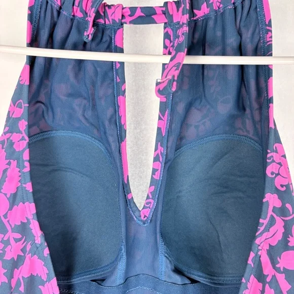 Boden High Neck Swimsuit Pink and Navy - Picture 6 of 9